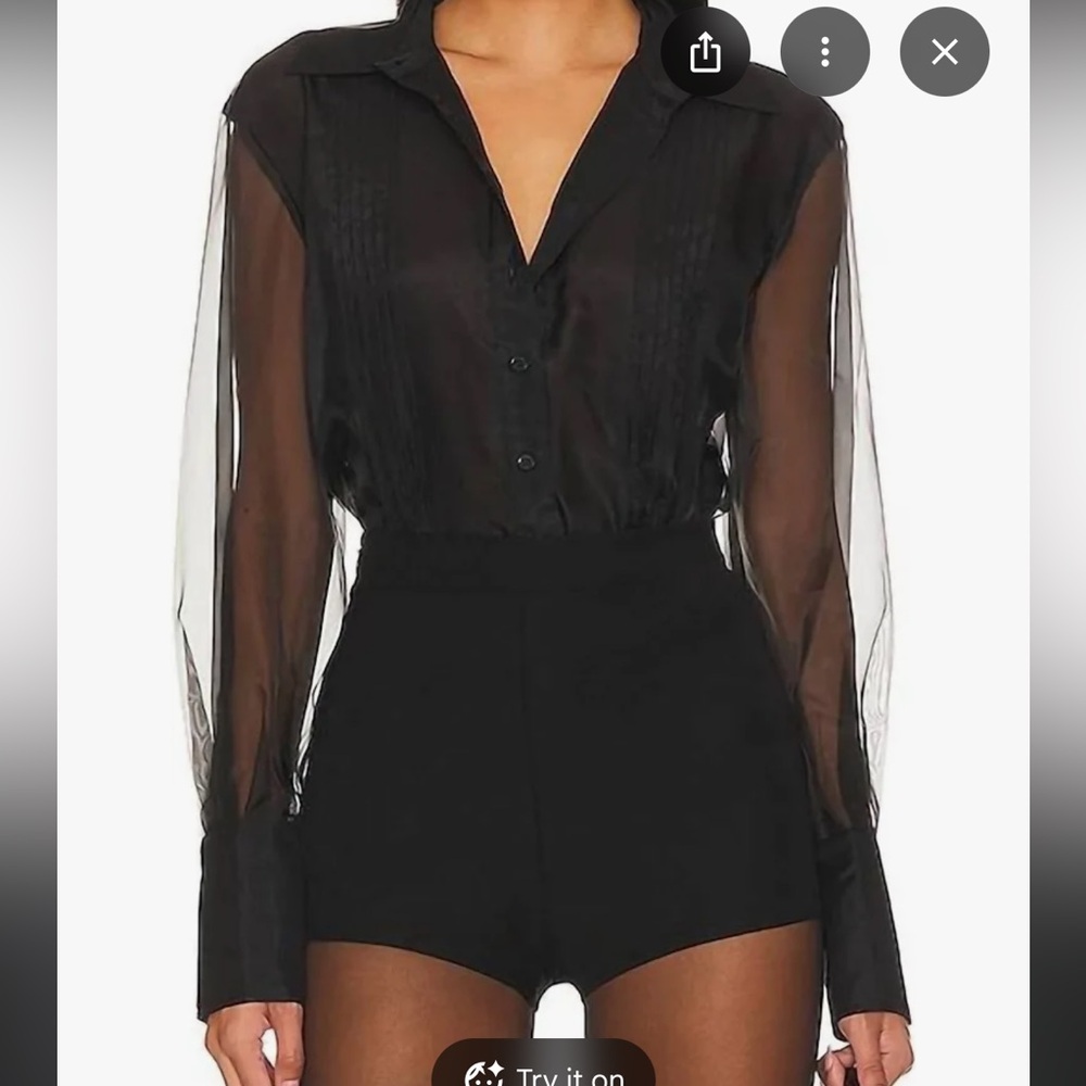 Steve Madden Black Sheer Eleanor Blouse